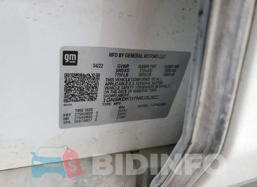 1GNSKDKD7NR286921 Photo# 14