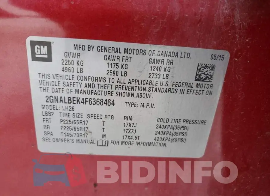 2GNALBEK4F6368464 Photo# 14