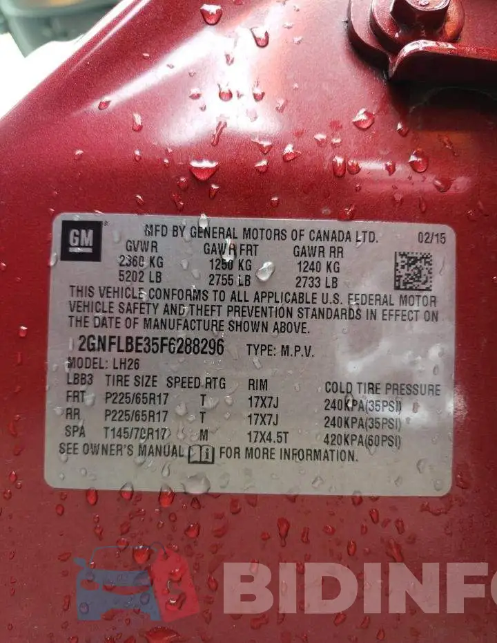 2GNFLBE35F6288296 Photo# 13