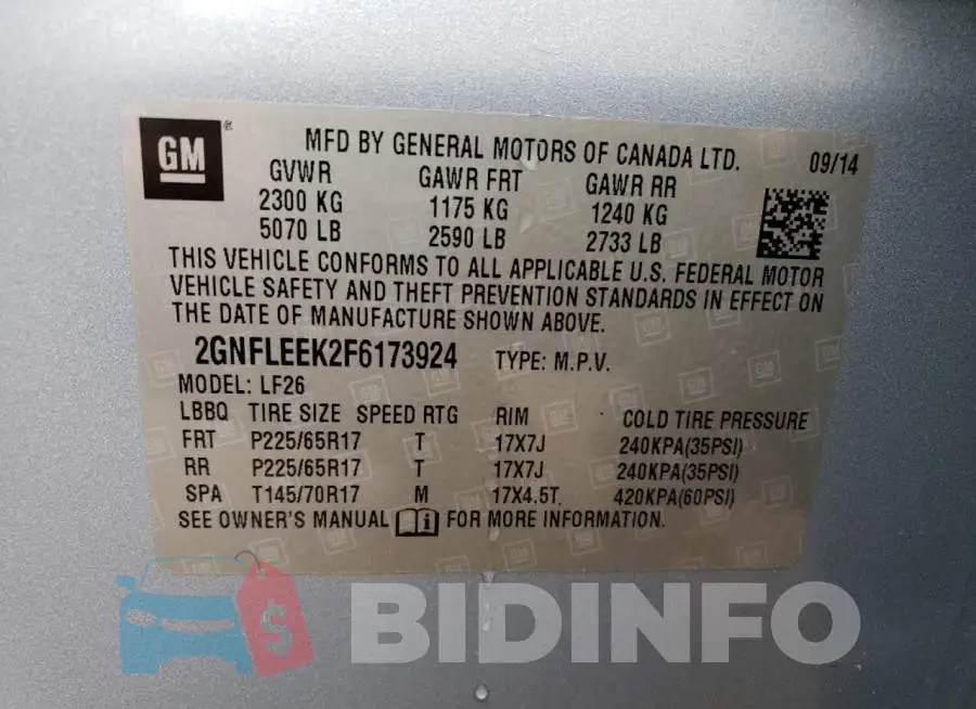 2GNFLEEK2F6173924 Photo# 13
