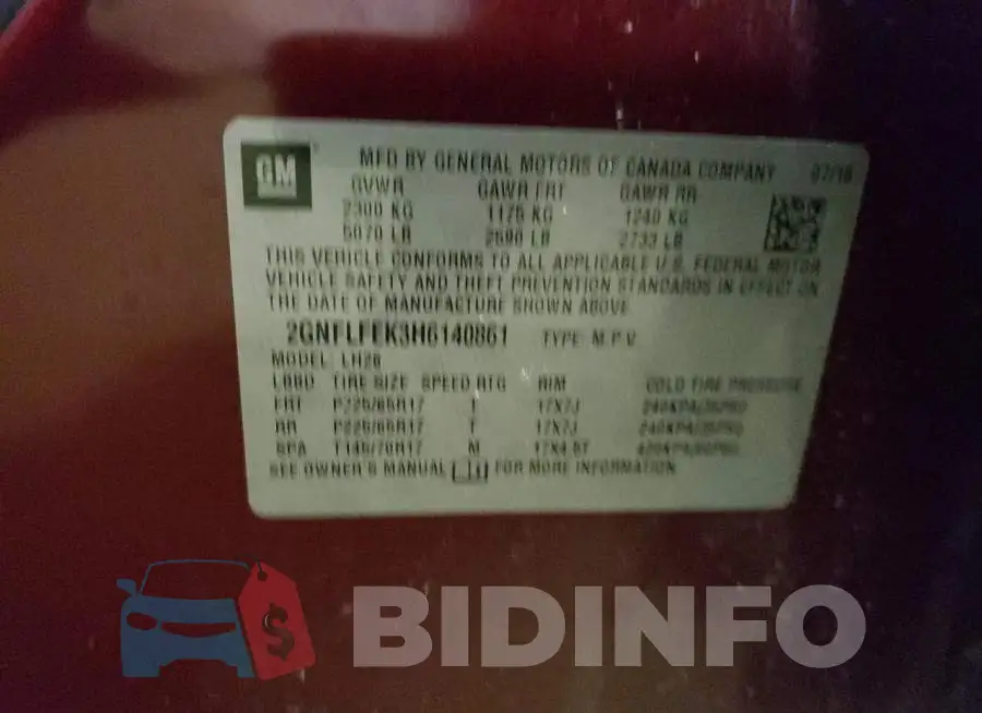 2GNFLFEK3H6140861 Photo# 13