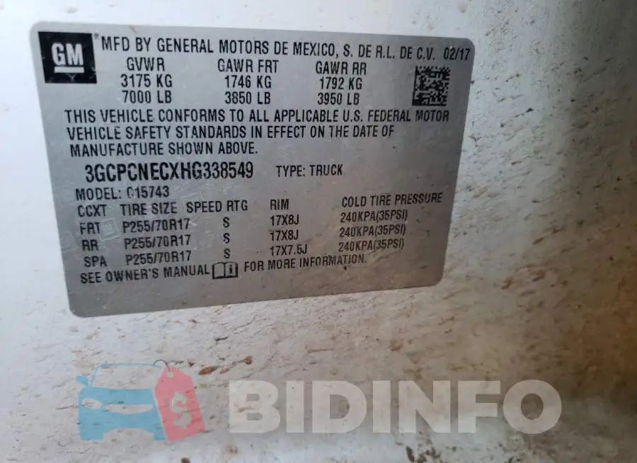 3GCPCNECXHG338549 Photo# 13