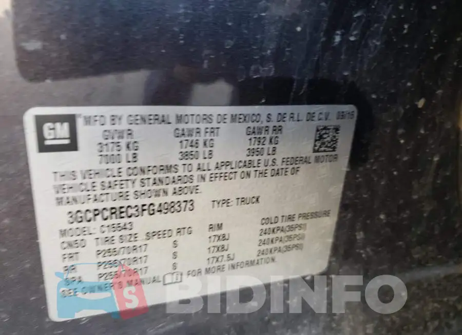 3GCPCREC3FG498373 Photo# 10