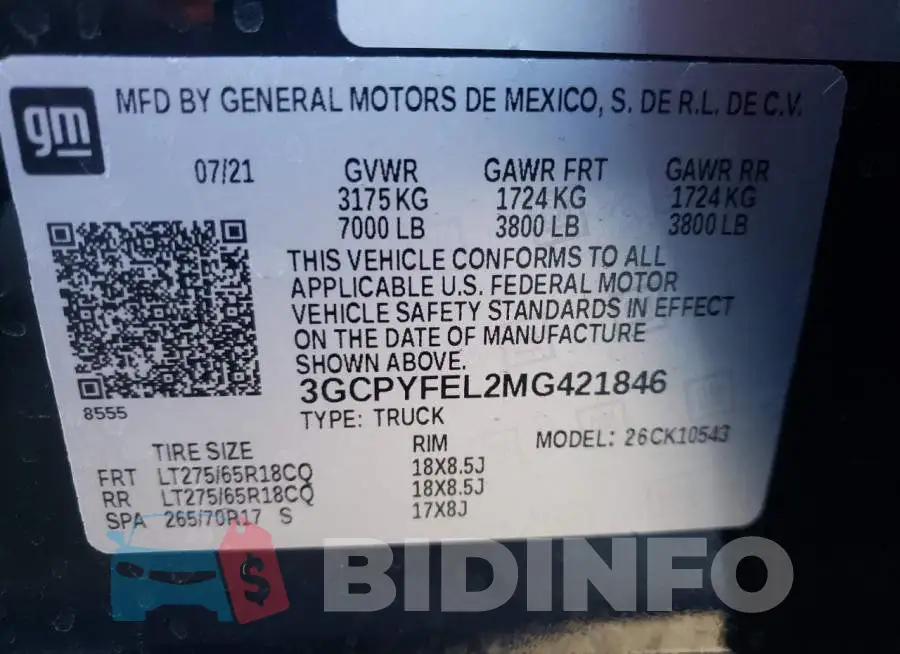 3GCPYFEL2MG421846 Photo# 12
