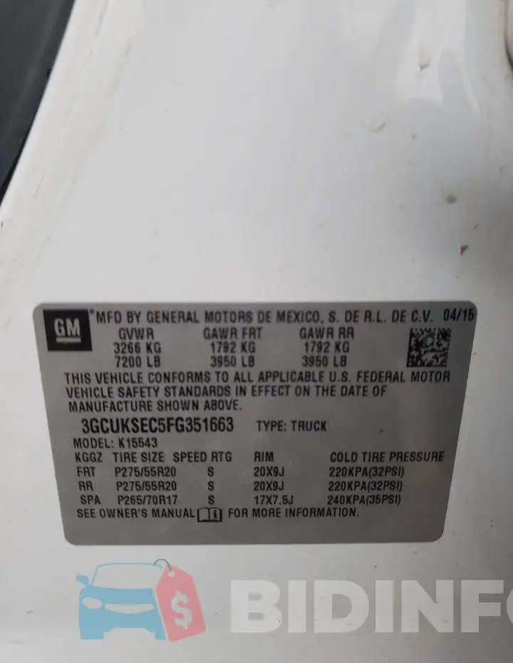 3GCUKSEC5FG351663 Photo# 12