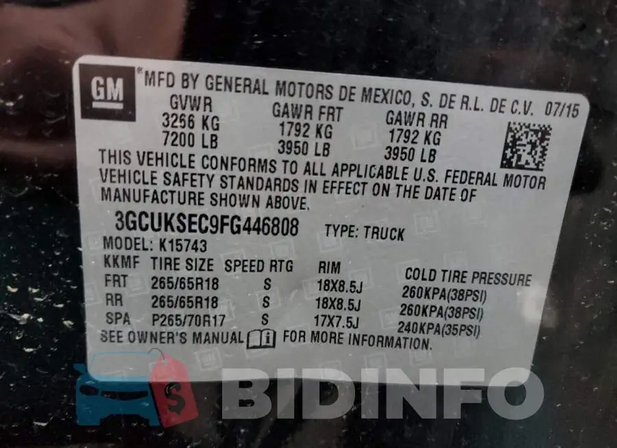 3GCUKSEC9FG446808 Photo# 12