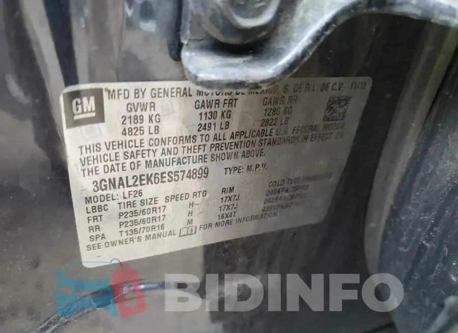 3GNAL2EK6ES574899 Photo# 14