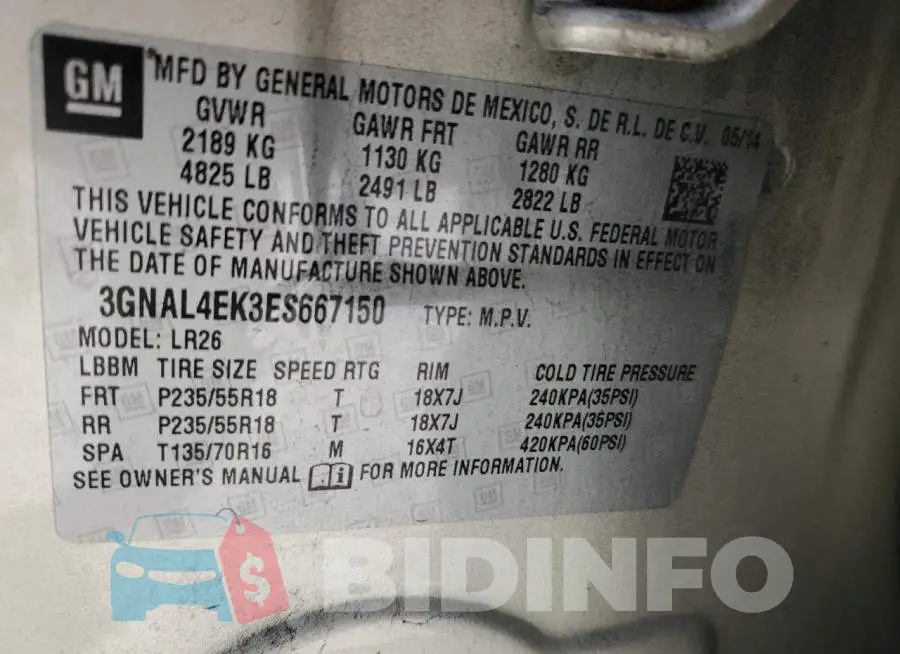 3GNAL4EK3ES667150 Photo# 13