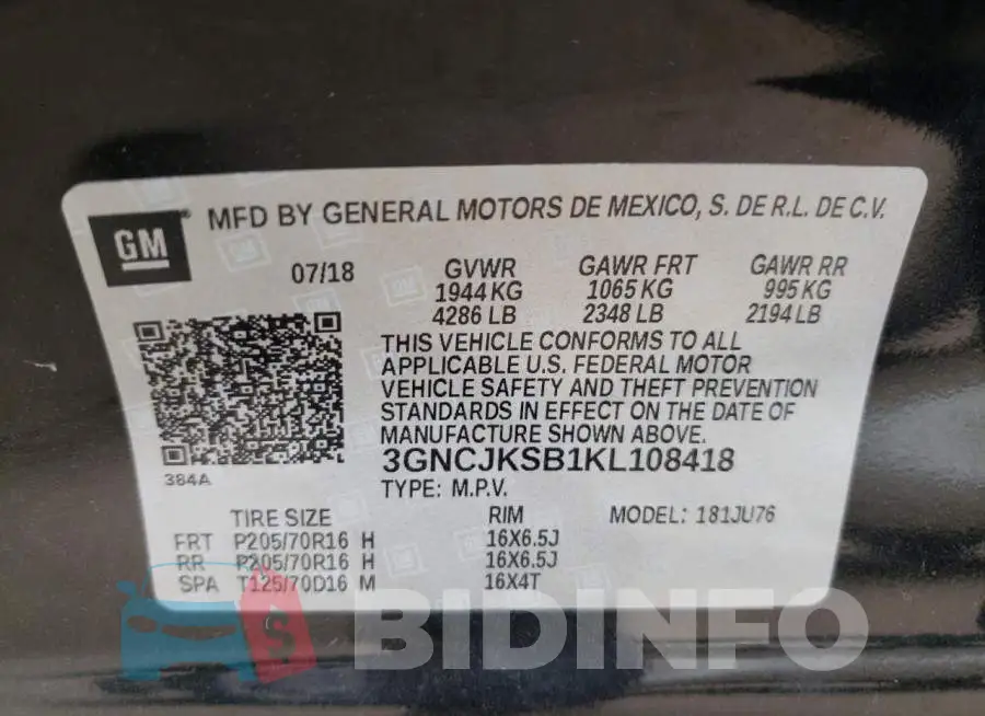 3GNCJKSB1KL108418 Photo# 10