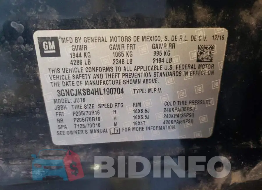 3GNCJKSB4HL190704 Photo# 13