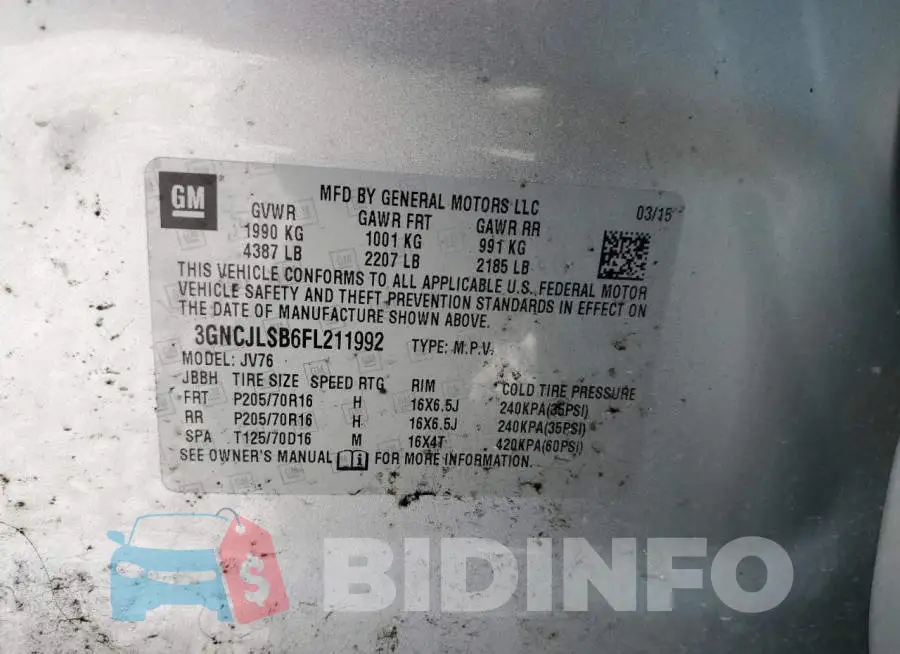 3GNCJLSB6FL211992 Photo# 10