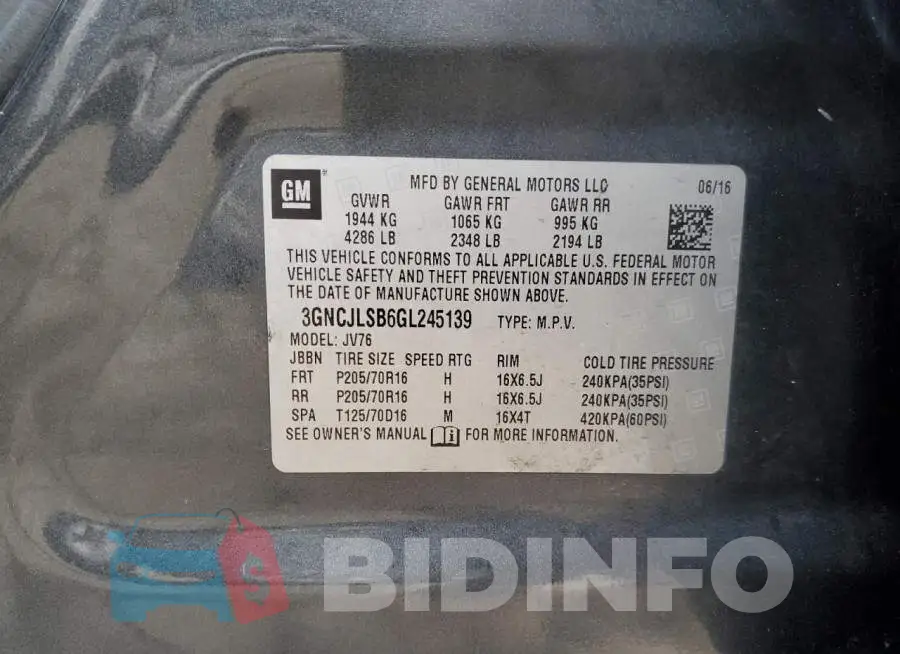 3GNCJLSB6GL245139 Photo# 12