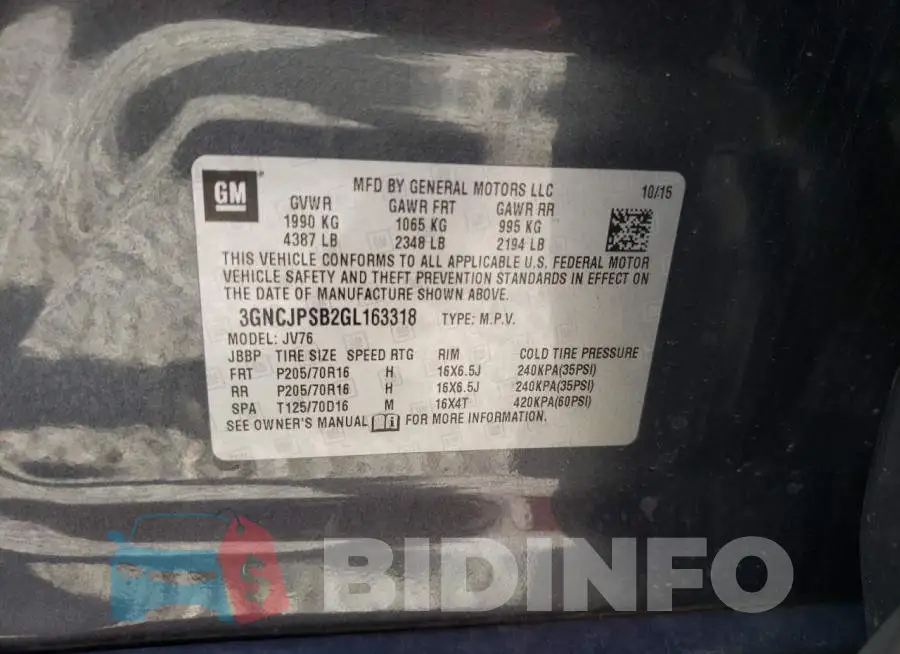 3GNCJPSB2GL163318 Photo# 10