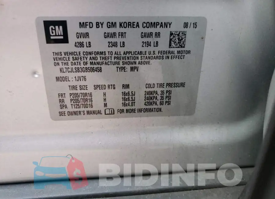KL7CJLSB3GB506458 Photo# 13