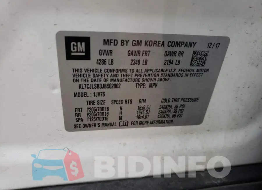 KL7CJLSB3JB602002 Photo# 10