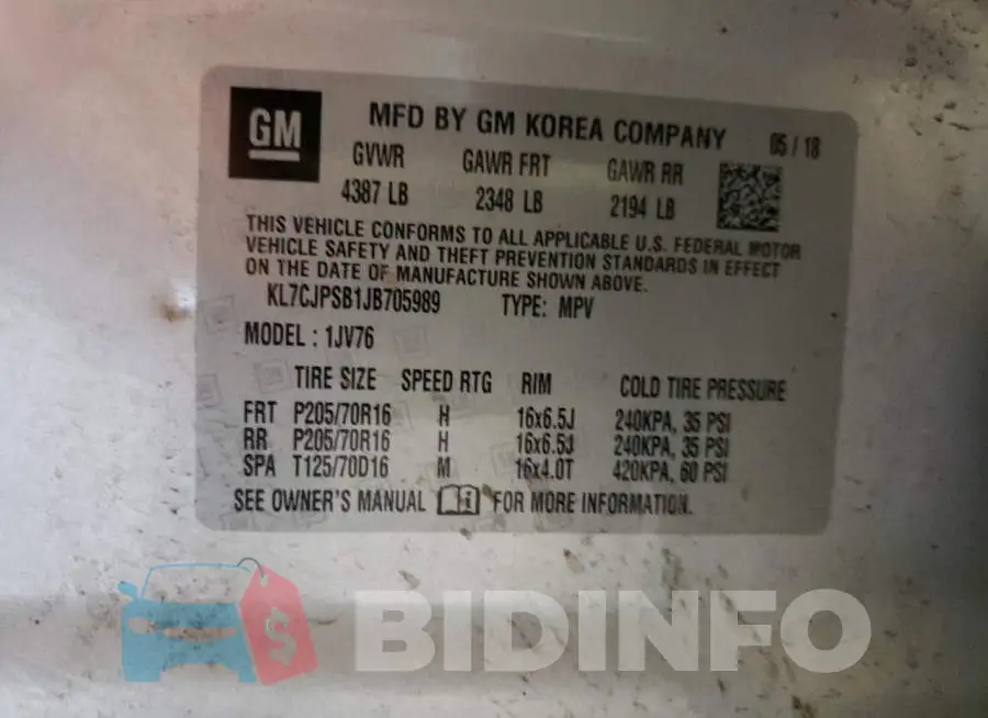 KL7CJPSB1JB705989 Photo# 12