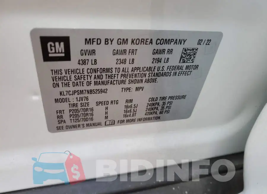 KL7CJPSM7NB525942 Photo# 13