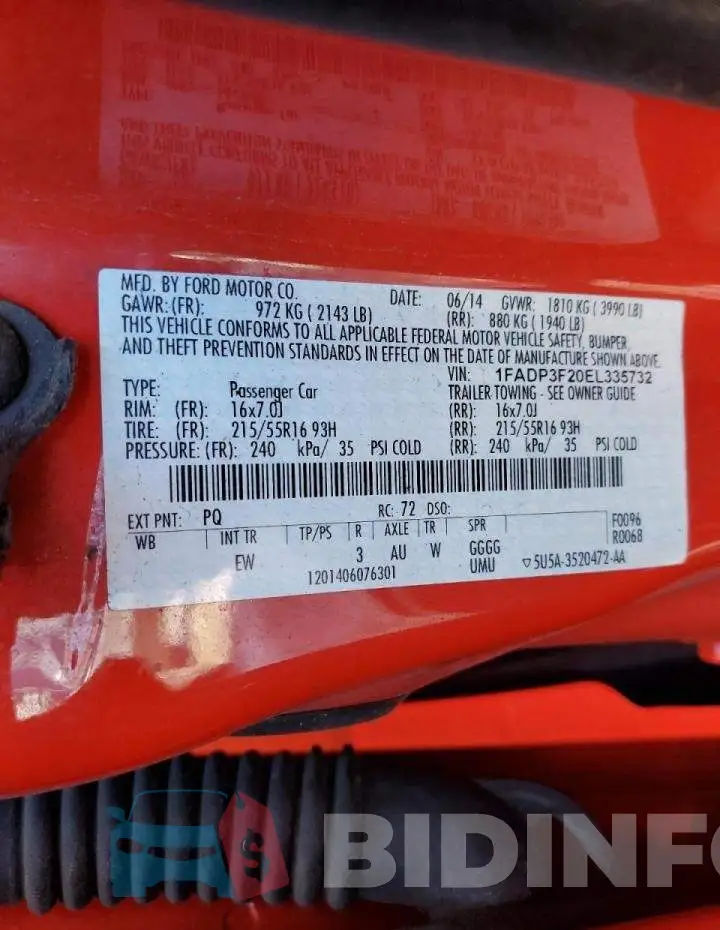 1FADP3F20EL335732 Photo# 12