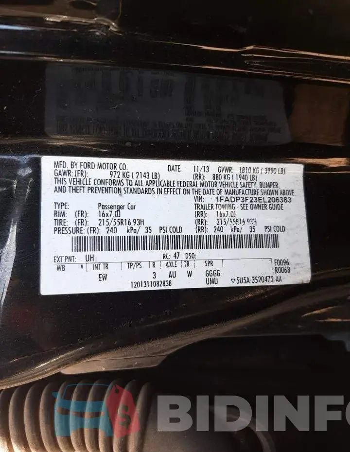 1FADP3F23EL206383 Photo# 12