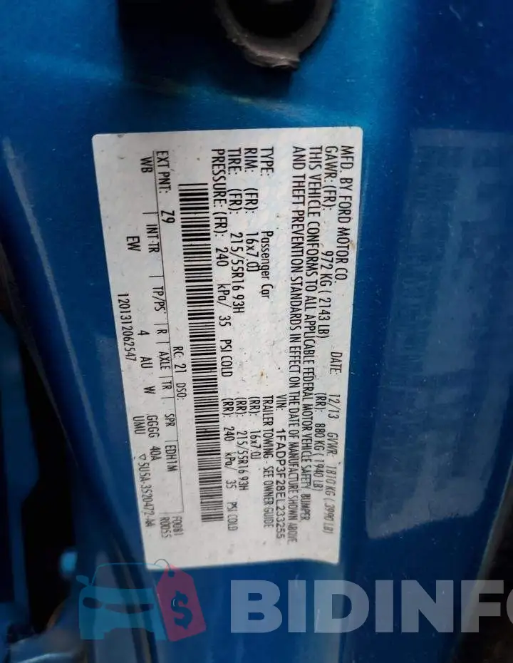 1FADP3F28EL233255 Photo# 10