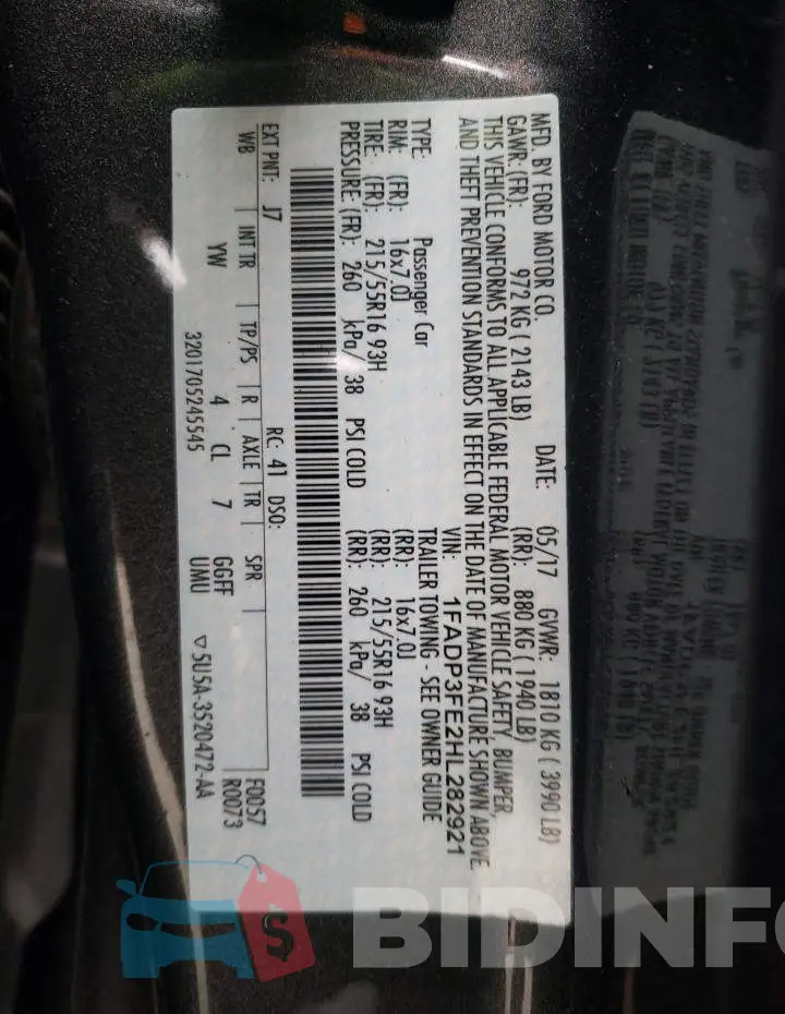 1FADP3FE2HL282921 Photo# 13