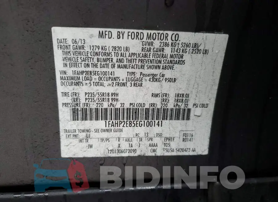 1FAHP2E85EG100141 Photo# 12