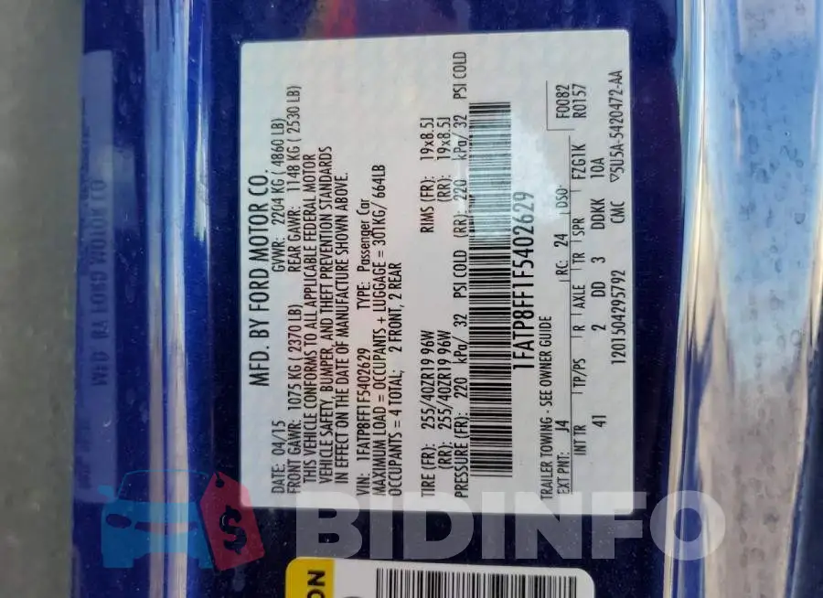 1FATP8FF1F5402629 Photo# 13