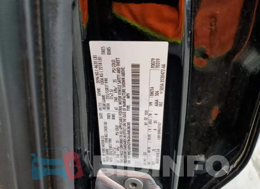 1FMCU0G79GUA83835 Photo# 13