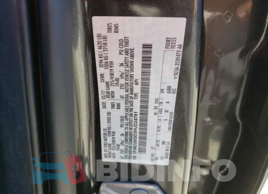 1FMCU0GD3HUD24781 Photo# 13