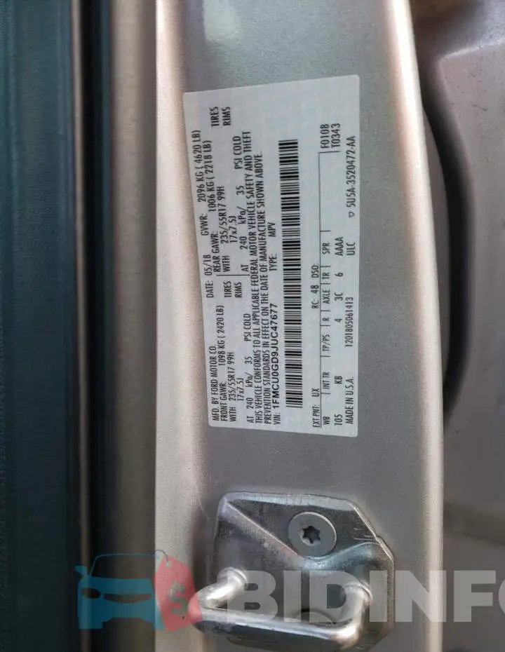 1FMCU0GD9JUC47677 Photo# 13