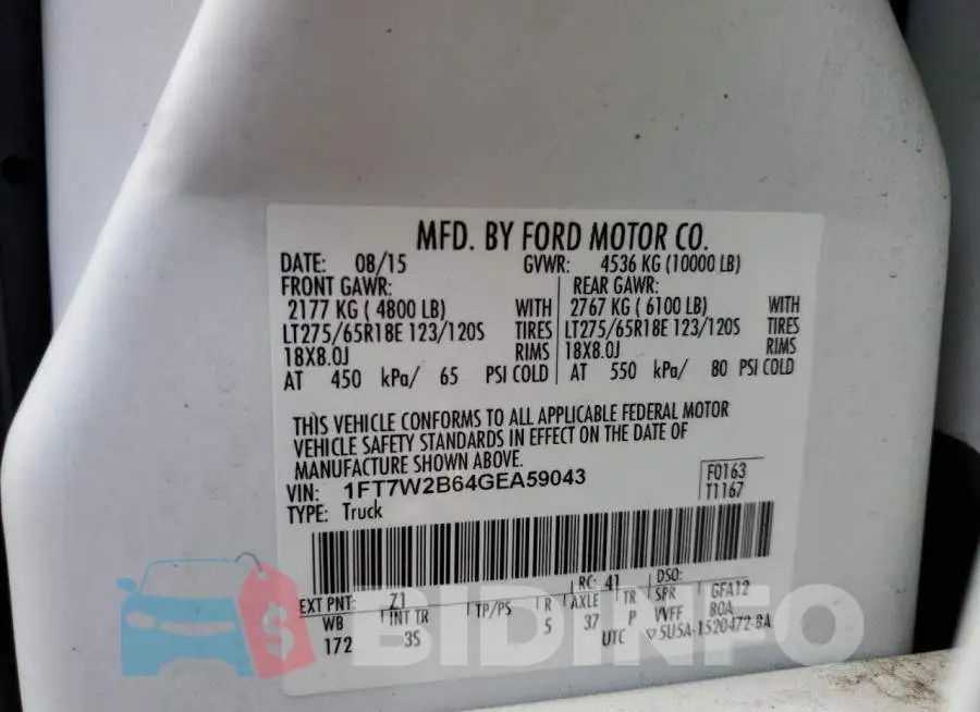 1FT7W2B64GEA59043 Photo# 10