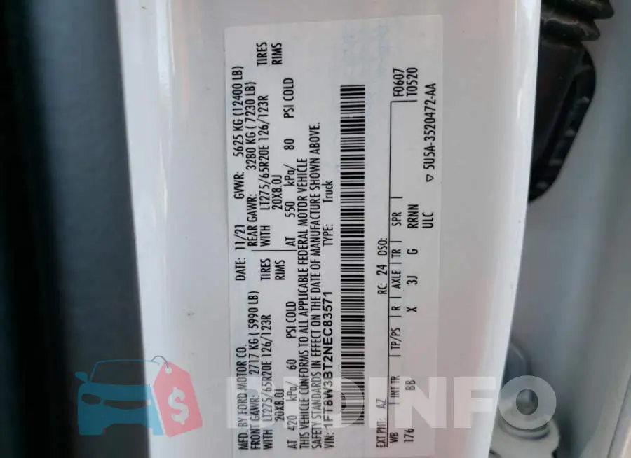 1FT8W3BT2NEC83571 Photo# 12