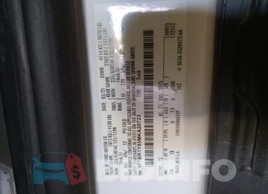 1FTBR1Y85MKA20723 Photo# 14