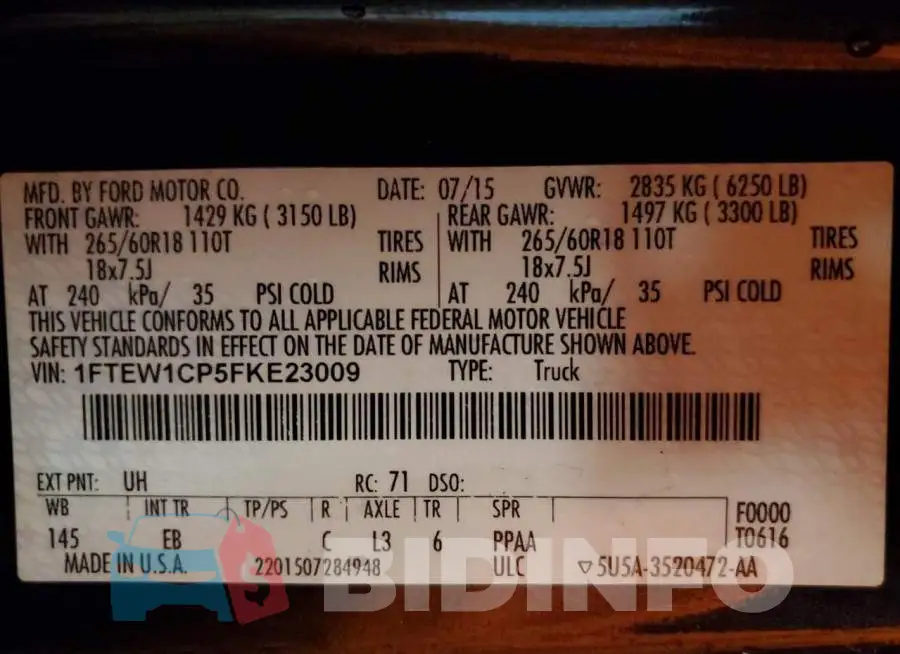 1FTEW1CP5FKE23009 Photo# 12