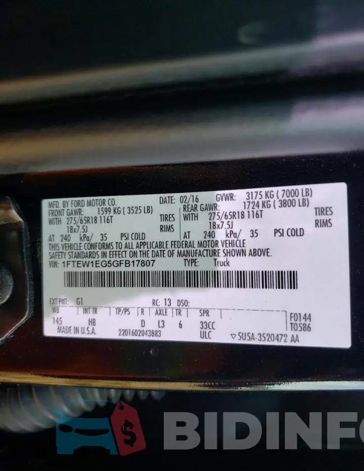 1FTEW1EG5GFB17807 Photo# 12