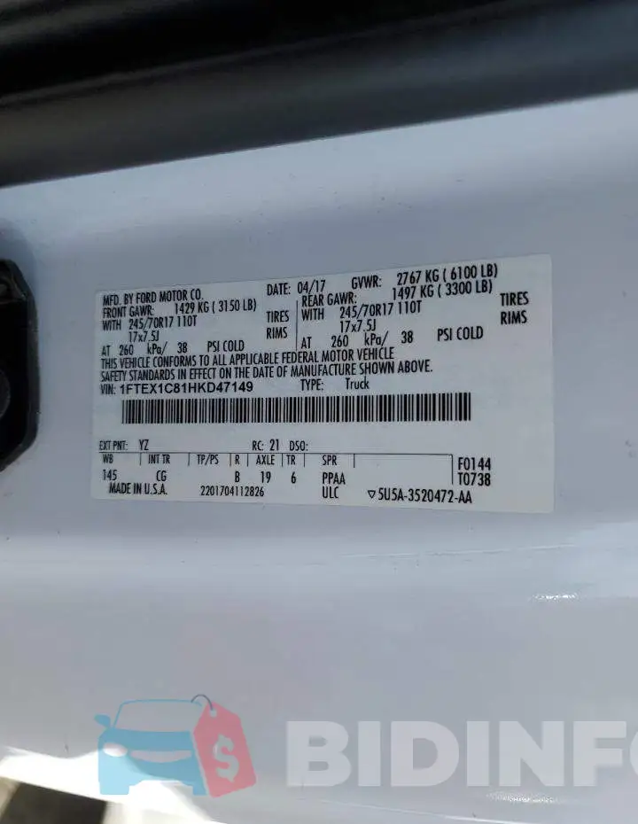 1FTEX1C81HKD47149 Photo# 10