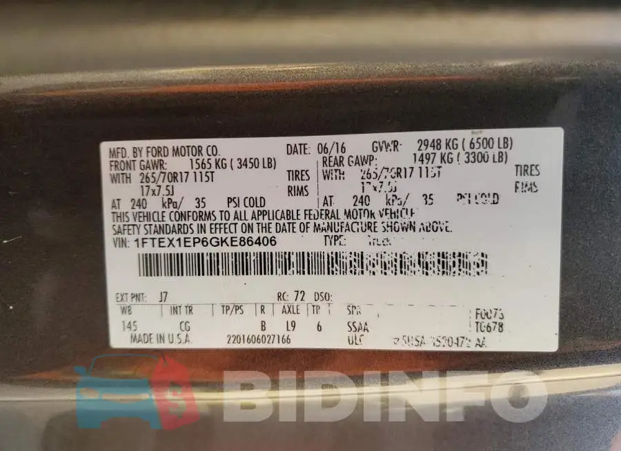 1FTEX1EP6GKE86406 Photo# 12