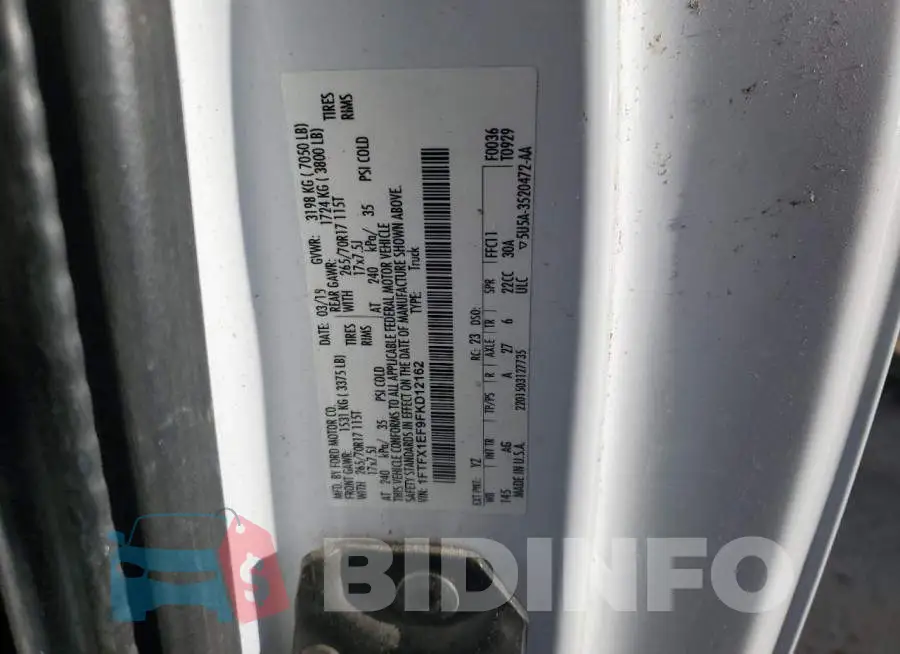 1FTFX1EF9FKD12162 Photo# 12