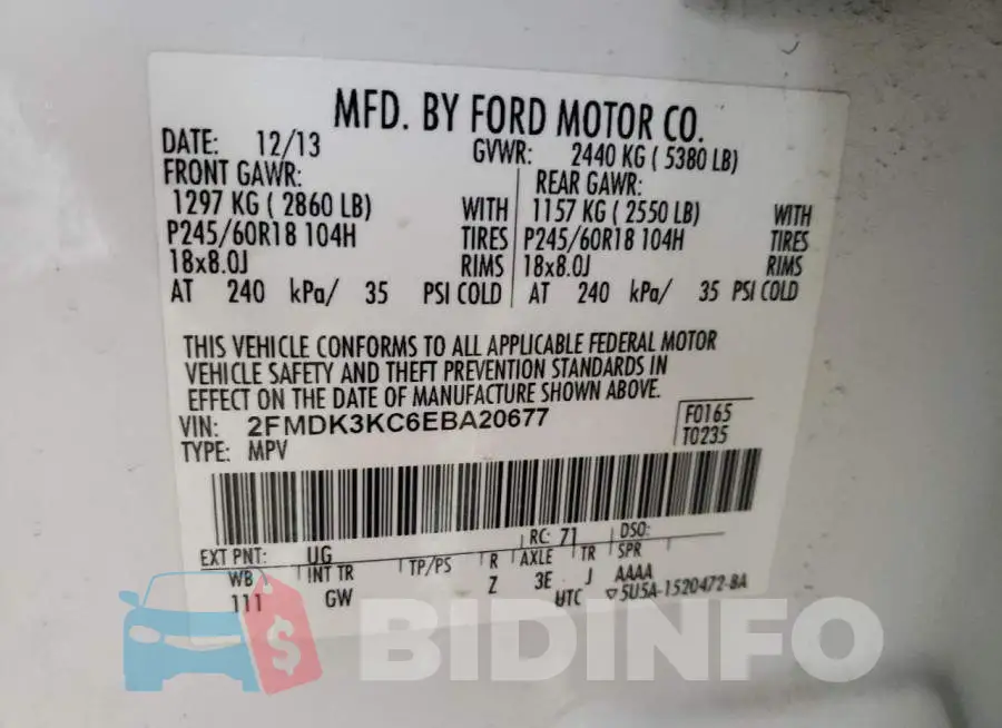2FMDK3KC6EBA20677 Photo# 13