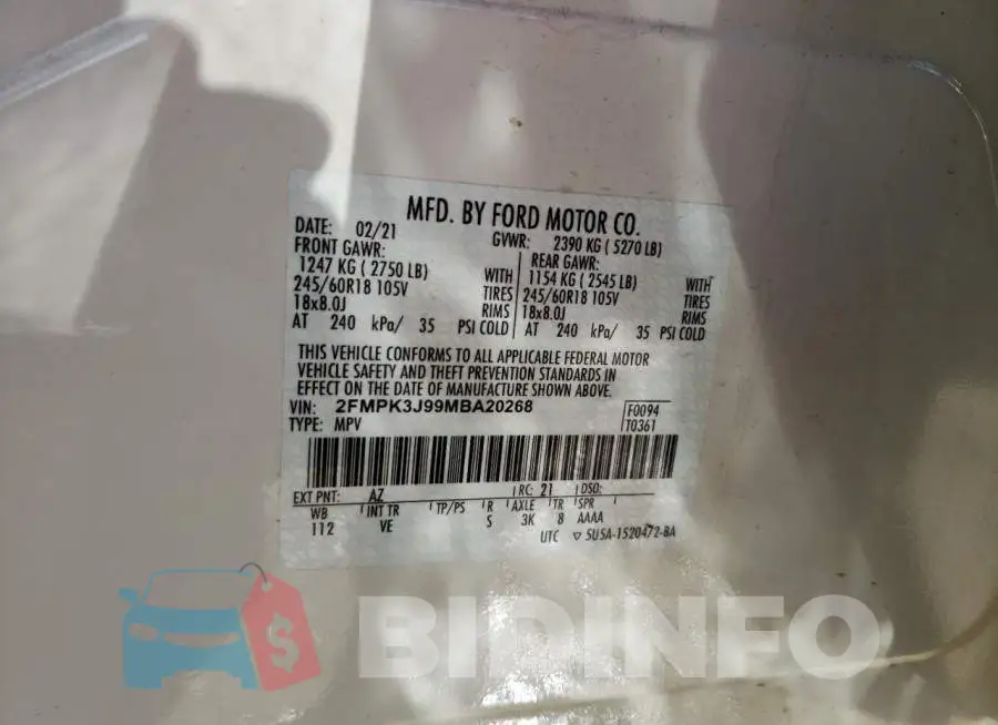 2FMPK3J99MBA20268 Photo# 10