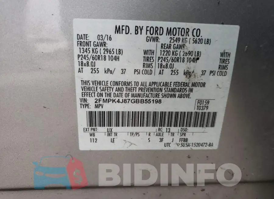 2FMPK4J87GBB55198 Photo# 14