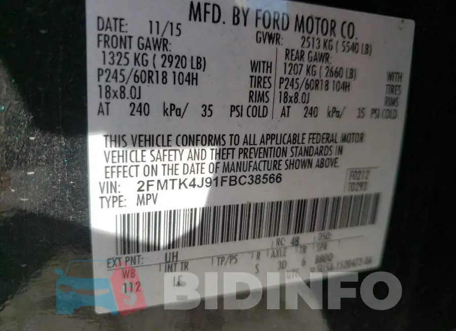 2FMTK4J91FBC38566 Photo# 10