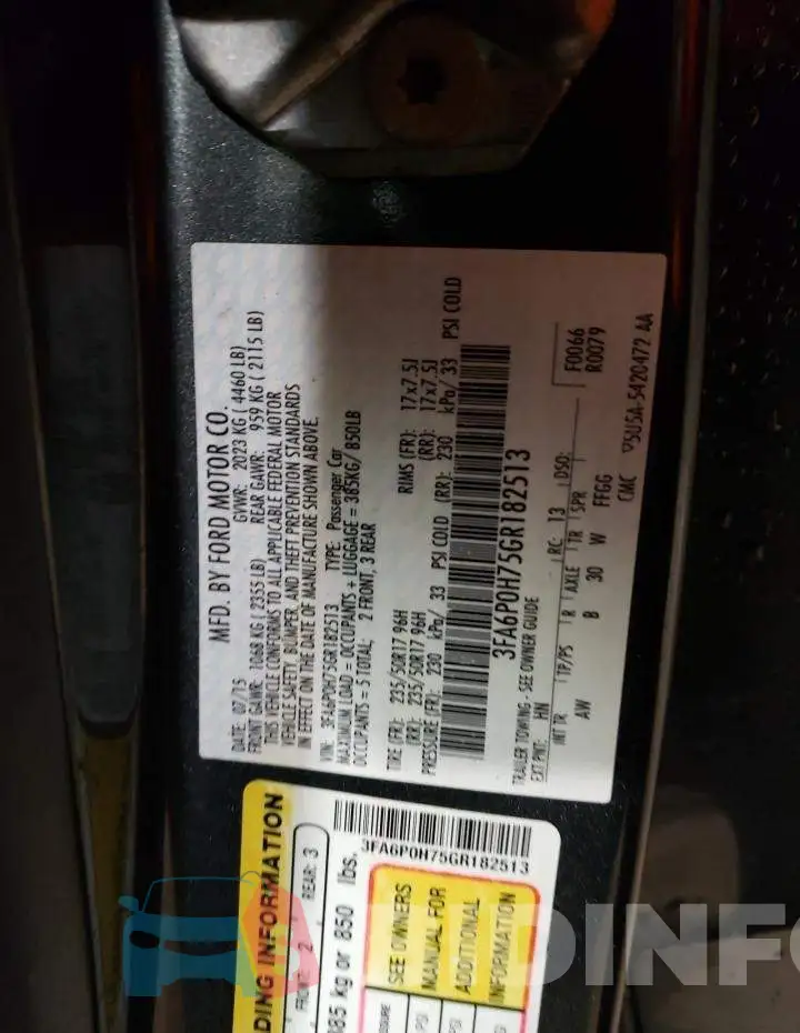 3FA6P0H75GR182513 Photo# 12