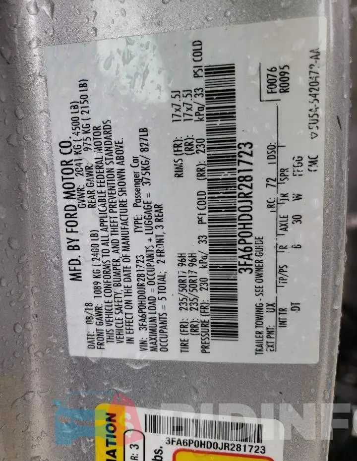 3FA6P0HD0JR281723 Photo# 10