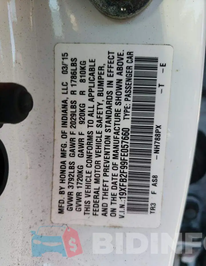 19XFB2F99FE057660 Photo# 12