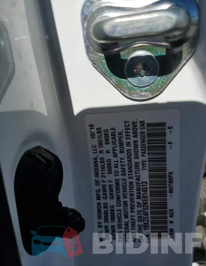 19XZE4F52KE014513 Photo# 10