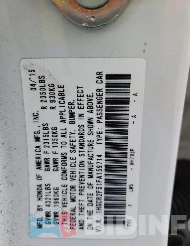 1HGCR2F51FA159714 Photo# 13