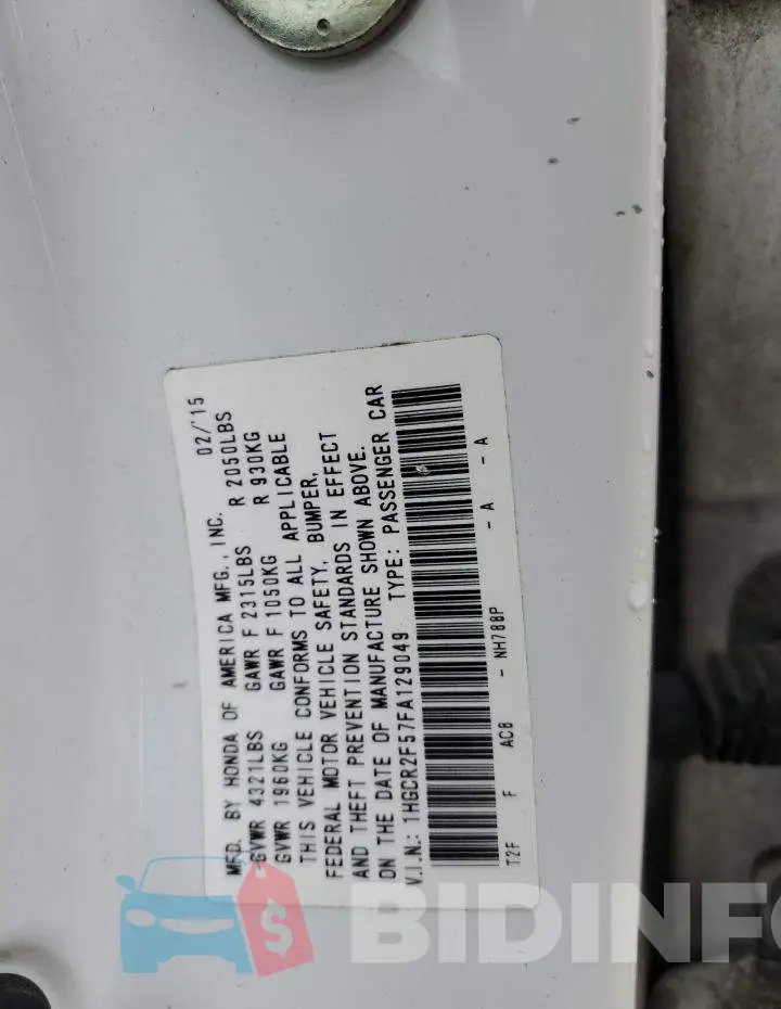 1HGCR2F57FA129049 Photo# 13