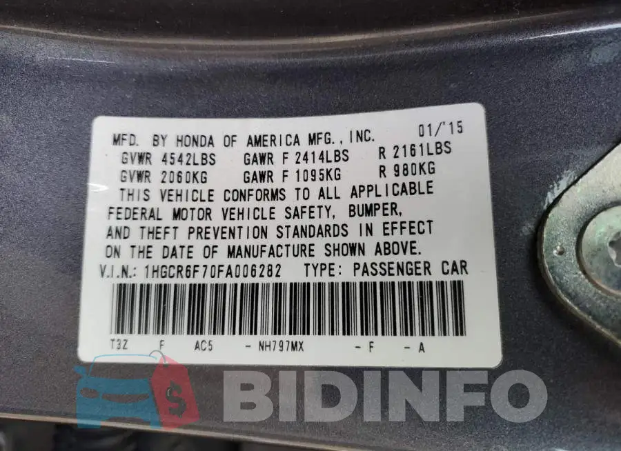 1HGCR6F70FA006282 Photo# 12