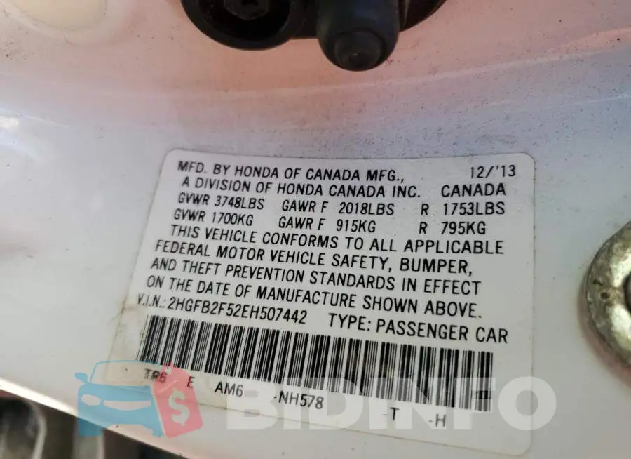 2HGFB2F52EH507442 Photo# 10